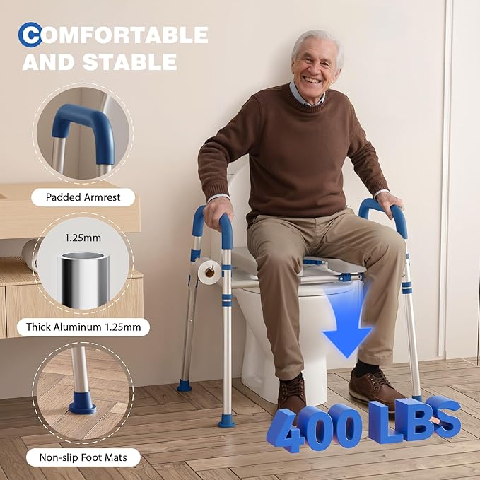 Raised toilet seat with handles