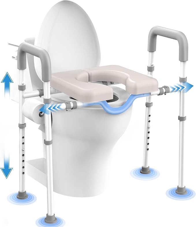 Agrish Raised Toilet Seat with Handles – Heavy Duty 350 lb